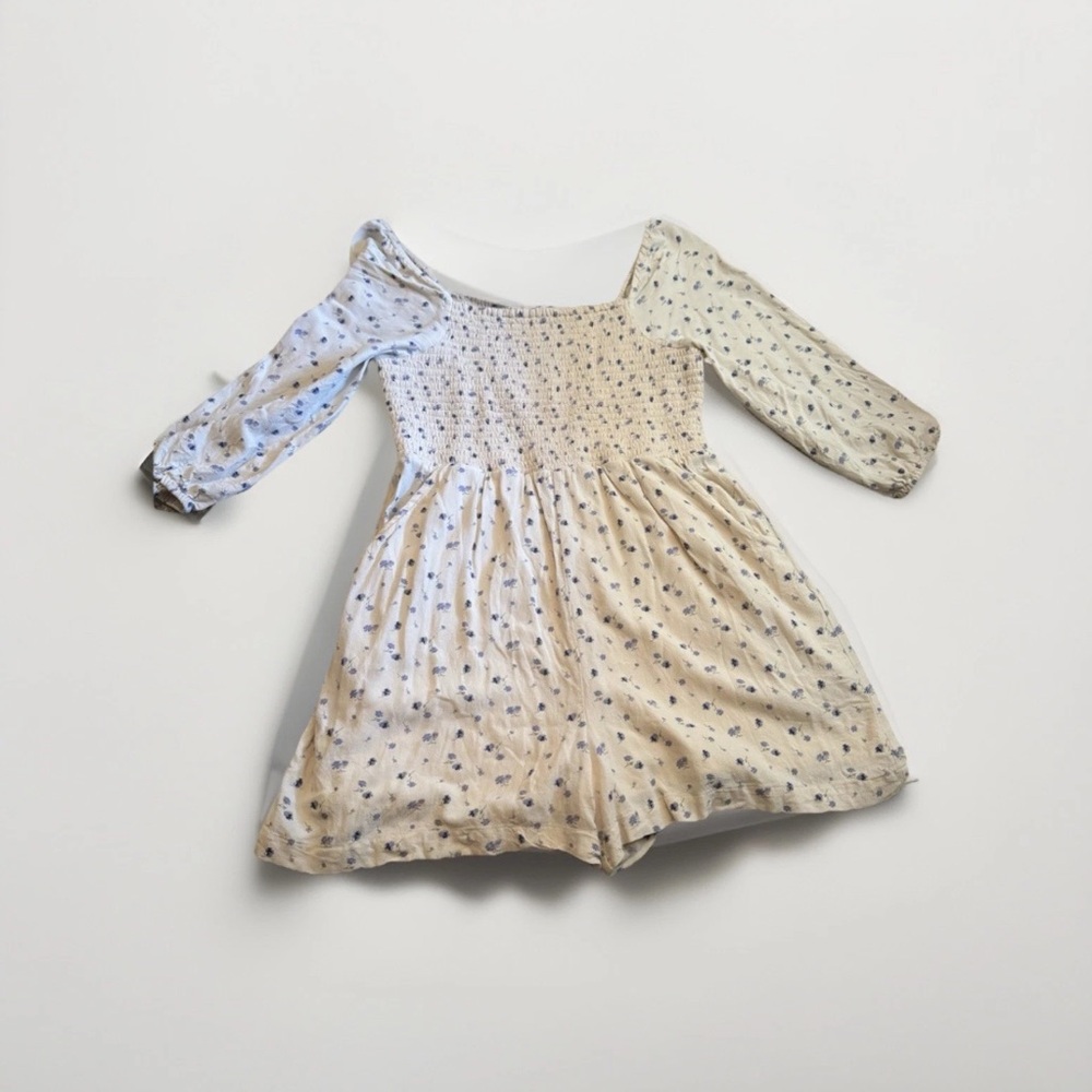 Hollister White & Blue Floral Off Shoulder Long Sleeve Romper Sz. Med